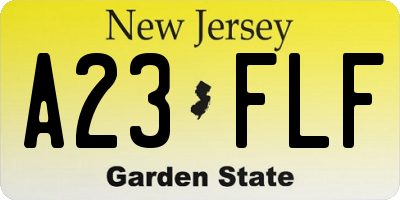 NJ license plate A23FLF