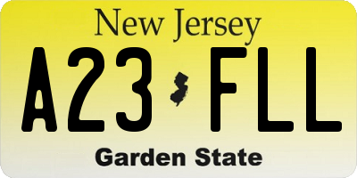 NJ license plate A23FLL