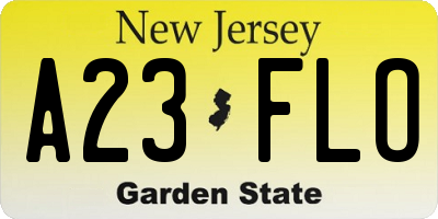 NJ license plate A23FLO