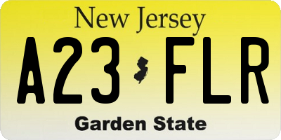 NJ license plate A23FLR