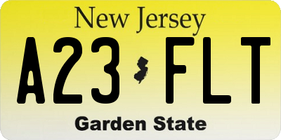 NJ license plate A23FLT