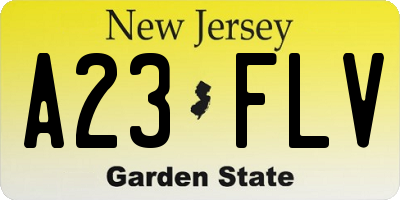NJ license plate A23FLV