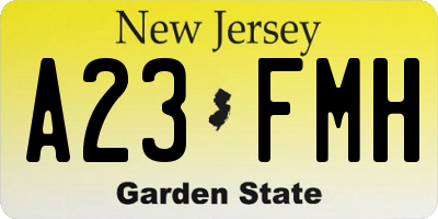 NJ license plate A23FMH