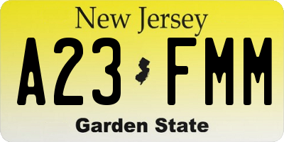 NJ license plate A23FMM