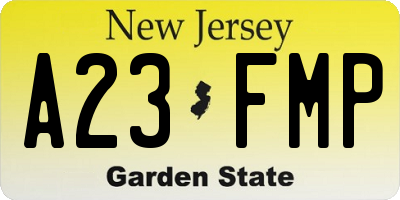 NJ license plate A23FMP