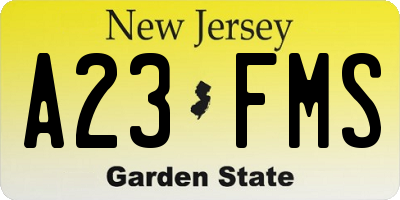 NJ license plate A23FMS