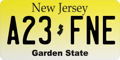 NJ license plate A23FNE