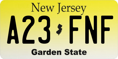 NJ license plate A23FNF