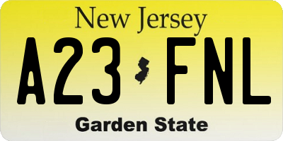 NJ license plate A23FNL