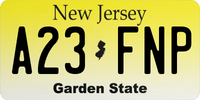 NJ license plate A23FNP