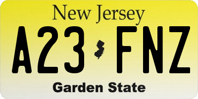 NJ license plate A23FNZ