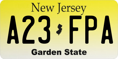 NJ license plate A23FPA