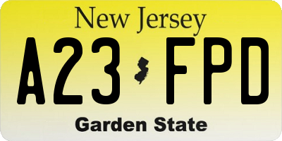 NJ license plate A23FPD