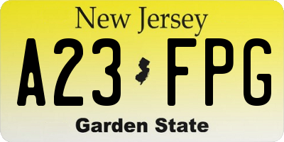 NJ license plate A23FPG