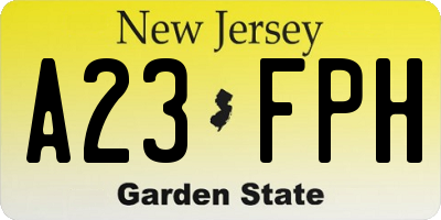NJ license plate A23FPH