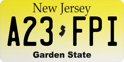 NJ license plate A23FPI