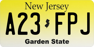 NJ license plate A23FPJ