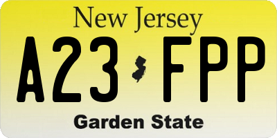 NJ license plate A23FPP