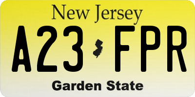 NJ license plate A23FPR