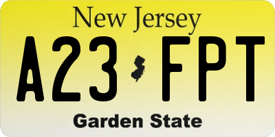 NJ license plate A23FPT