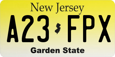 NJ license plate A23FPX