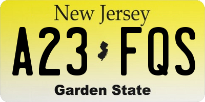NJ license plate A23FQS