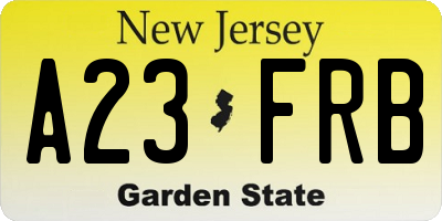 NJ license plate A23FRB