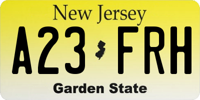 NJ license plate A23FRH