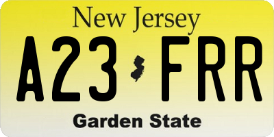 NJ license plate A23FRR
