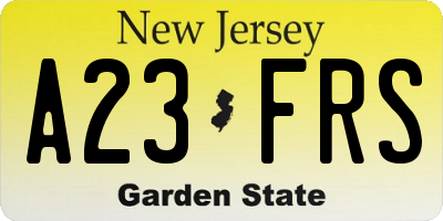 NJ license plate A23FRS