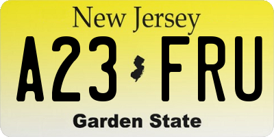 NJ license plate A23FRU