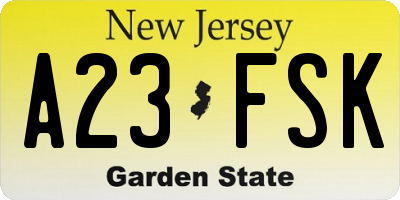 NJ license plate A23FSK