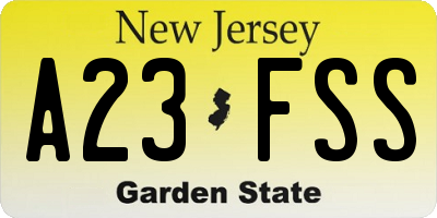 NJ license plate A23FSS