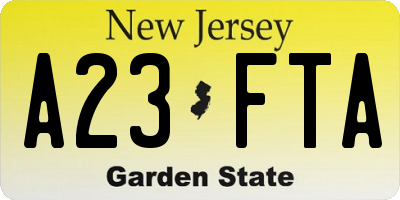 NJ license plate A23FTA