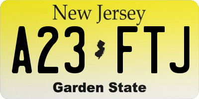 NJ license plate A23FTJ
