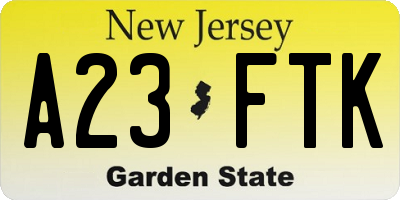 NJ license plate A23FTK
