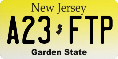 NJ license plate A23FTP