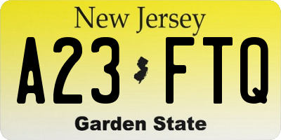 NJ license plate A23FTQ