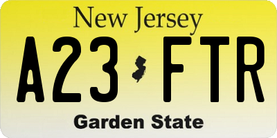 NJ license plate A23FTR