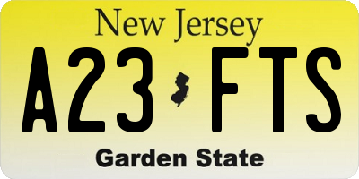 NJ license plate A23FTS