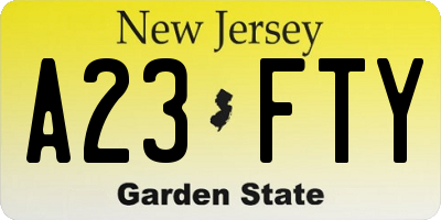 NJ license plate A23FTY