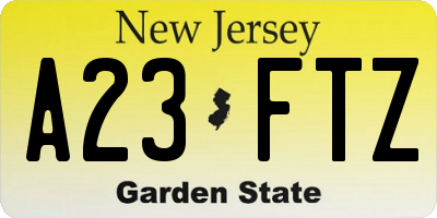 NJ license plate A23FTZ