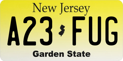 NJ license plate A23FUG