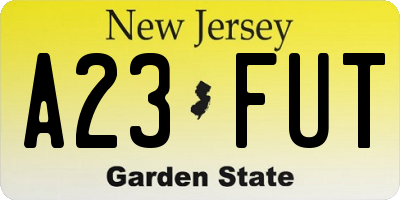 NJ license plate A23FUT