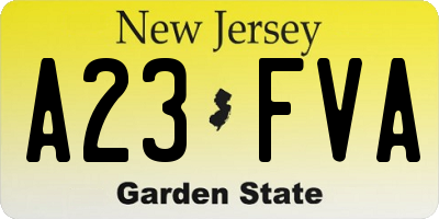 NJ license plate A23FVA