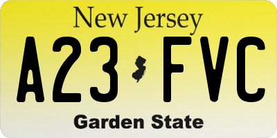 NJ license plate A23FVC