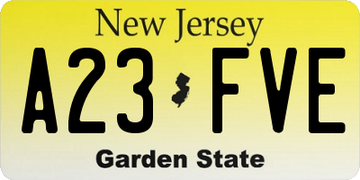 NJ license plate A23FVE