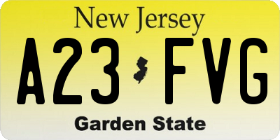 NJ license plate A23FVG