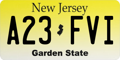 NJ license plate A23FVI