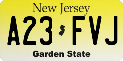 NJ license plate A23FVJ